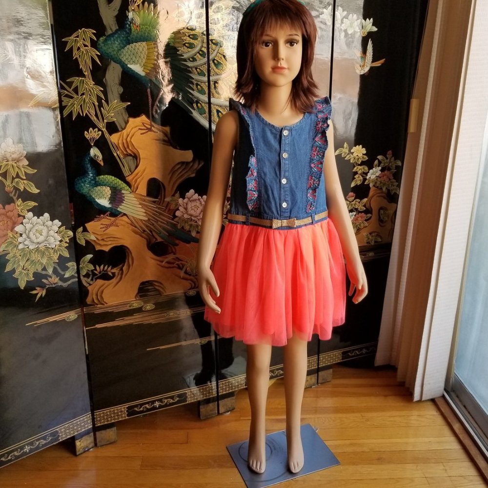 Nannette Kids Size 6 Blue Denim Sleeveless Dress